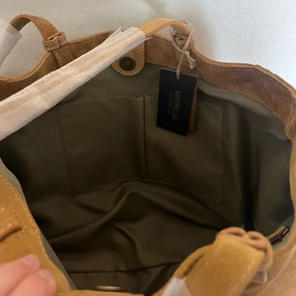 NWT American Leather Co Suede Woven Tote - Picture 6 of 8